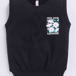 giniekids Cotton Blend Sleeveless Floral Printed Top - Black-image-103