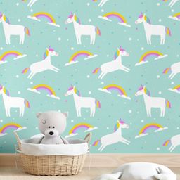 Aroha House Sparkling Unicorn & Rainbow Peel and Stick Kids WallpaperVibrant Green Room Décor for Nurseries and Bedrooms-6