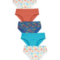 Charm n Cherish Cotton Solid & Dinosaurs Printed Briefs - White Orange & Blue-image-28