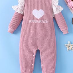 Mark & Mia Full Sleeves Romper With Heart Embroidery & Text Print - Purple-picture-46