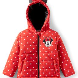 Babyhug Disney Woven Full Sleeves Hooded Winter Jacket With Minnie & Friends Graphics & Ear Bow Applique - Red-picture-41
