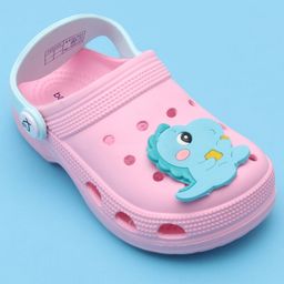 Babyoye Slip On Clogs with Dino Applique & Back Strap - Pink image 2