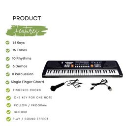 Fantasy India Electronic Digital Piano Keyboard 61 Keys- Multi-Function Portable Piano Keyboard Electronic Organ with Charging Function for Beginners- Chargeable With Piano Bag image 4
