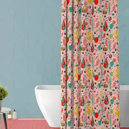 ArtzFolio Pink & Green Abstract Printed Waterproof Shower Curtain-17