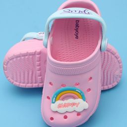 Babyoye Slip On Clogs with Dino Applique & Back Strap - Pink image 5