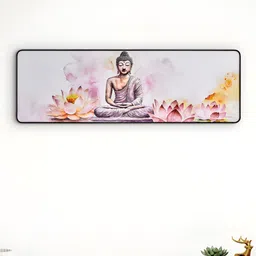 Home Centre Pink & Purple Buddha Wooden Printed MDF Wall Art-image-6