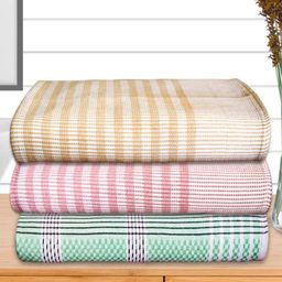 Athom Living Green & Pink 3 Pieces Striped Cotton 210 GSM Bath Towels-image-90