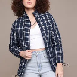 The Roadster Lifestyle Co. Checked Mock Collar Pure Cotton Padded Jacket-20