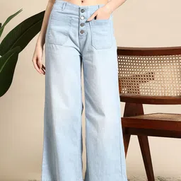 Mast & Harbour Women Wide Leg High-Rise Cotton Jeans-picture-43