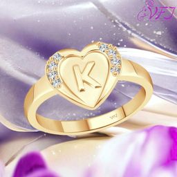 Vighnaharta Gold Plated CZ Studded K Alphabet Adjustable Finger Ring-picture-10