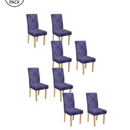Cortina Set Of 8 Purple Printed Chair Covers-image-91