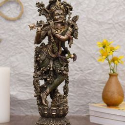 CraftVatika Bronze-Toned Lord Krishna Idol-image-47