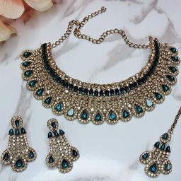 VATSALYA creation Alloy Gold- plated Turquoise Jewellery Set-image-43