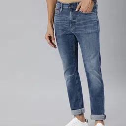 Tommy Hilfiger Men Blue Skinny Fit Mid-Rise Slash Knee Stretchable Jeans-image-60