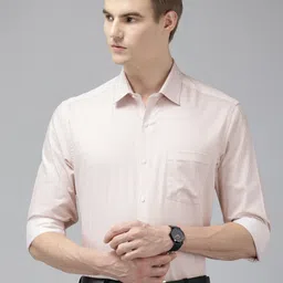 Arrow Manhattan Slim Fit Self Striped Pure Cotton Formal Shirt-picture-35