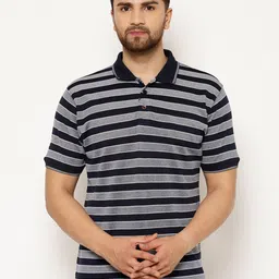 EPPE Men Grey & Black Striped Polo Collar T-shirt-picture-44
