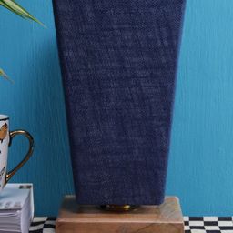 Devansh Blue & Brown Solid Traditional Column Table Lamp with Shade-57