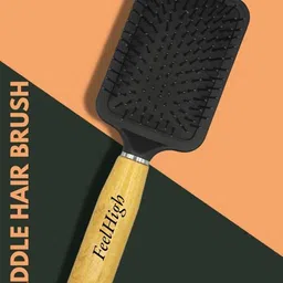 FEELHIGH Professional Paddle Hair Brush For Detangling & Smoothing - Black-11