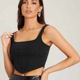 ELYRAA Shoulder Straps Crop Tank Top-13