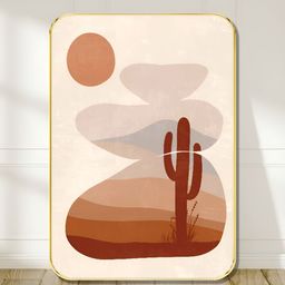 SAF White & Brown Tropical Sunset Landscape Wooden Wall Art-image-86