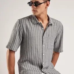 HERE&NOW Men Opaque Striped Casual Shirt-picture-12