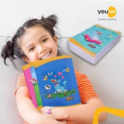 Youva Note Book Regular Size Soft Bound Assorted Design 15.5 x 18.8 cm 172 Page Red & Blue With Gap 23125, (Pack of 10) image 2