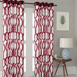 Cortina Maroon & White Set of 2 Door Curtains-51