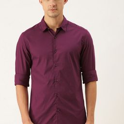 Flying Machine Men Burgundy Solid Slim Fit Casual Shirt-picture-9