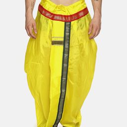Sethukrishna Men Yellow Solid Readymade Dhoti Pants-image-56