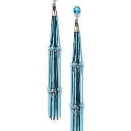 Jewels Galaxy Blue Silver-Plated Tasselled Handcrafted Contemporary Drop Earrings-53