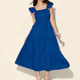 QIOA Women Crepe A-Line Tiered Maxi Dress-picture-27
