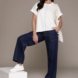 The Roadster Lifestyle Co. Women Contrast Stitch Oversized T-shirt-image-17