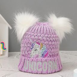 Yellow Bee Girls Self Design Woollen Beanie-image-22