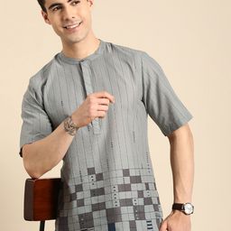 Anouk Band Collar Geometric Printed Pure Cotton Kurta-picture-5
