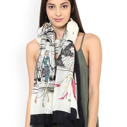 SHINGORA Women Off-White & Black Woollen Shawl-42
