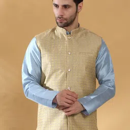 KRAFT INDIA Men Printed Jacquard Woven Nehru Jacket-24