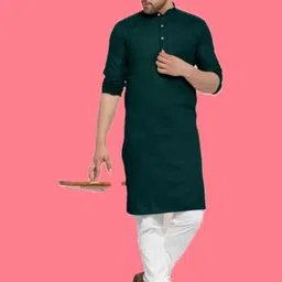 ANUJ FASHION Men Green Solid Kurta-picture-13