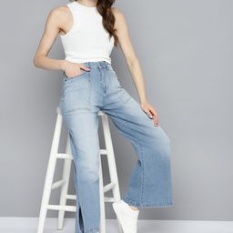 Mast & Harbour Women Wide Leg Light Fade Stretchable Jeans-image-38