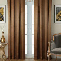 SWAYAM Brown Set of 2 Black Out Door Curtains-picture-19