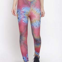 iki chic Women Blue & Pink Printed Yoga Tights-image-56