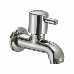 PLUMBER Wall Mounted Chrome Finish Bib Cock with Wall Flange, ATM-0202-44