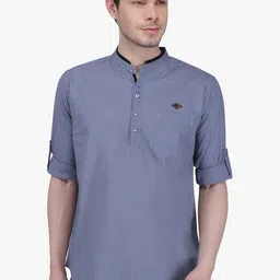 Kuons Avenue Men Grey Solid Straight Kurta-picture-43