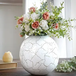 BEHOMA White Crackled Ball Flower Vases-image-30