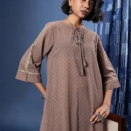 Taavi Woven legacy Tie-Up Neck Dobby A-Line Kurta With Palazzos-picture-47