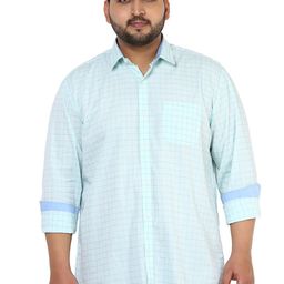 John Pride Plus Size Men Green Smart Fit Checked Casual Shirt-82