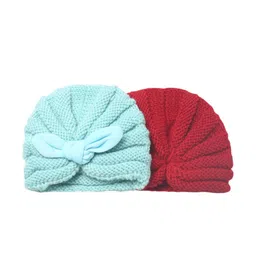EL REGALO Unisex Kids Red & Blue Pack of 2 Beanie Caps-picture-30