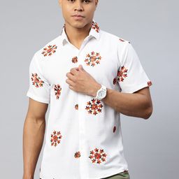 Luxrio Men Relaxed Floral Embroidered Casual Shirt-image-108