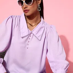 plusS Mauve Shirt Collar Top-image-82