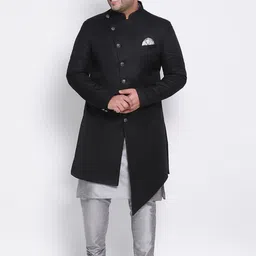 hangup plus Men Grey & Black Three-Piece Sherwani Set-picture-27