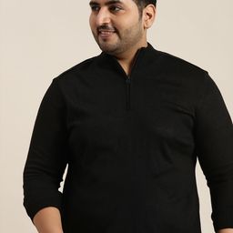 Sztori Men Plus Size Black Solid Pullover-image-43